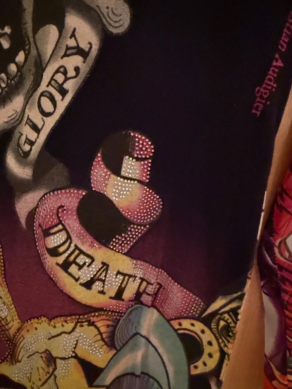 Ed Hardy Womens Long Sleeve Layered T Shirt Size S Black Crystal Embellished Y2K - Picture 9 of 12